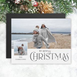 Frohe Weihnachtsgrüße mit Foto Beilage Silber Magnetkarte
