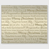 Frohe Weihnachtsgrüße Multi-Sprachen Gold Geschenkpapier (Flach)