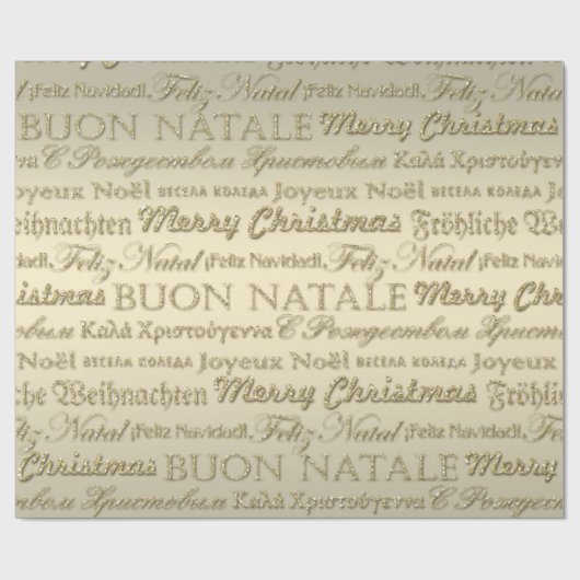 Frohe Weihnachtsgrüße Multi-Sprachen Gold Geschenkpapier (Flach)