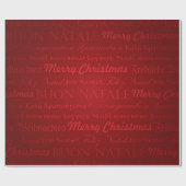 Frohe Weihnachtsgrüße Multi-Sprachen Red Geschenkpapier (Flach)