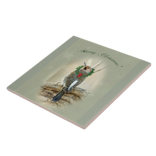 Frohe Weihnachtsgrüße - Northern Flicker Fliese (Seite)
