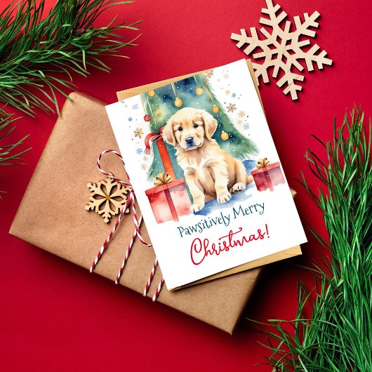 Frohe Weihnachtsgrüße Retrieve für Hunde Menschen Postkarte