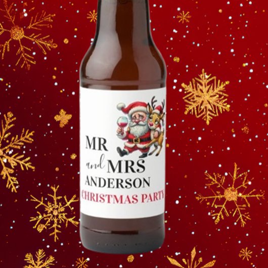 Frohe Weihnachtsgrüße Santa Bierflaschenetikett