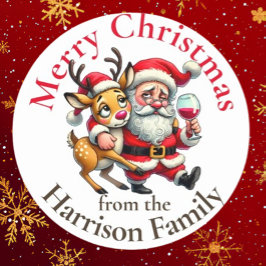 Frohe Weihnachtsgrüße Santa Etiketten