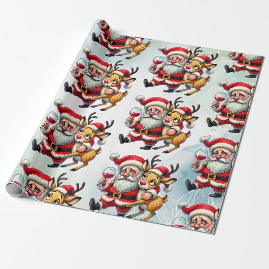Frohe Weihnachtsgrüße Santa Geschenkpapier (Ungerollt)