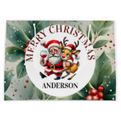 Frohe Weihnachtsgrüße Santa Große Geschenktüte (Vorderseite)