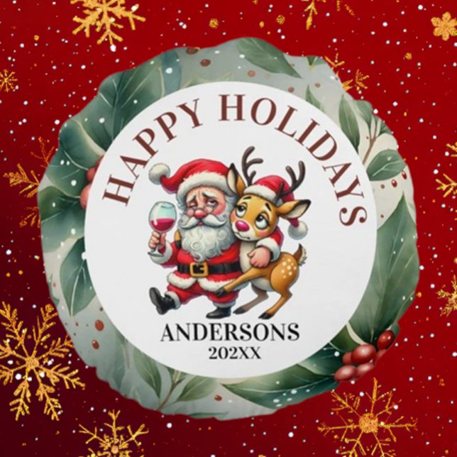 Frohe Weihnachtsgrüße Santa Rundes Kissen (Spread holiday cheer with our Merry Christmas Greetings Santa Round Pillow! )