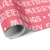Frohe Weihnachtsgrüße Weiß und Rot Muster Geschenkpapier (Rolleneckpunkt)