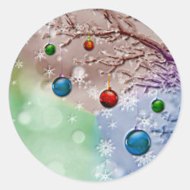 Frohe Weihnachtsgrüße Winterlandschaft Runder Aufkleber