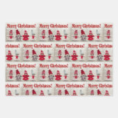 Frohe Weihnachtsgürtel Dolls in Red w Snow 3 Geschenkpapier Set (Vorderseite)