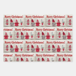 Frohe Weihnachtsgürtel Dolls in Red w Snow 3 Geschenkpapier Set