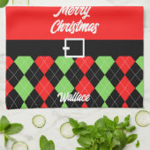 Frohe Weihnachtsgürtel und Raute Rot Geschirrtuch (Gefaltet)