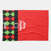 Frohe Weihnachtsgürtel und Raute Rot Geschirrtuch (Horizontal)