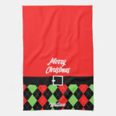Frohe Weihnachtsgürtel und Raute Rot Geschirrtuch (Vertikal)