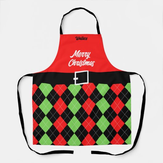 Frohe Weihnachtsgürtel und Raute Rot Schürze (Vorderseite)