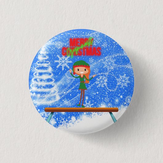 Frohe Weihnachtsgymnast Elf Button (Vorderseite)