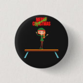 Frohe Weihnachtsgymnast Elf Button (Vorderseite)