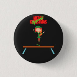 Frohe Weihnachtsgymnast Elf Button