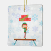 Frohe Weihnachtsgymnast Elf Keramikornament (Links)