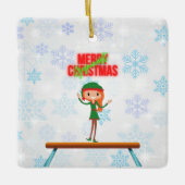 Frohe Weihnachtsgymnast Elf Keramikornament (Vorderseite)