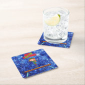 Frohe Weihnachtsgymnast Elf Rechteckiger Pappuntersetzer (Vor Ort)