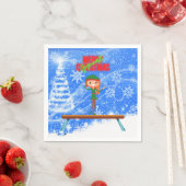Frohe Weihnachtsgymnast Elf Serviette (Beispiel)