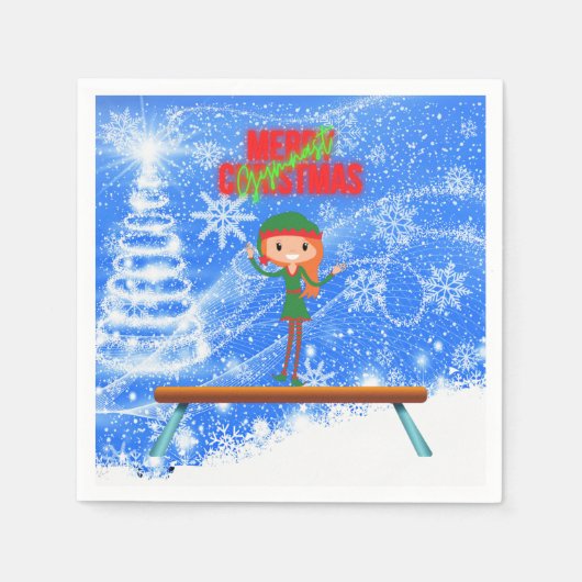 Frohe Weihnachtsgymnast Elf Serviette (Vorderseite)