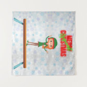 Frohe Weihnachtsgymnast Elf Wandteppich (Vorderseite (Horizontal))