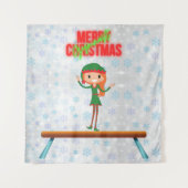 Frohe Weihnachtsgymnast Elf Wandteppich (Vorderseite)