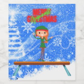 Frohe Weihnachtsgymnast Elf Weinetikett (Einzelnes Label)