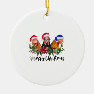 Frohe Weihnachtshähnchen Keramik Ornament
