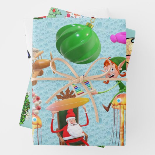 Frohe Weihnachtshai Polar Bear Santa Geschenkpapier Set (Beispiel)