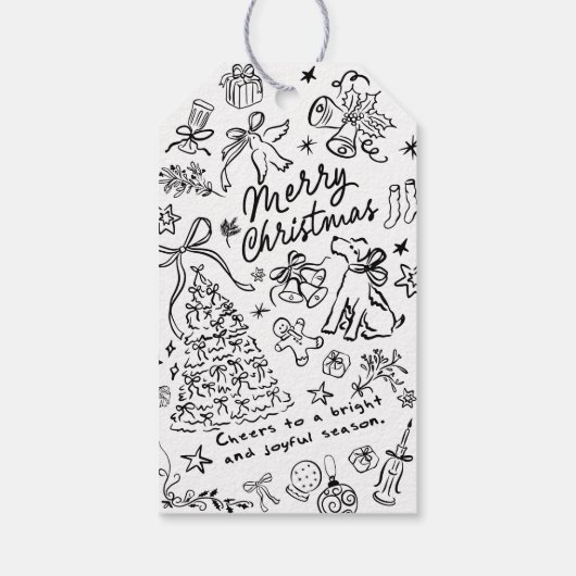 Frohe Weihnachtshand Gezeichnet Geschenkanhänger (Rückseite)