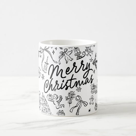 Frohe Weihnachtshand Gezeichnet Kaffeetasse (Mittel)