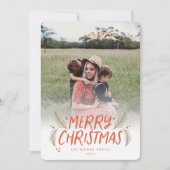 Frohe Weihnachtshandgezeichnete Pine Berries Rotes Feiertagskarte (Vorderseite)