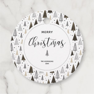 Frohe Weihnachtshandgezeichnete Pinienbäume Indivi Geschenkanhänger