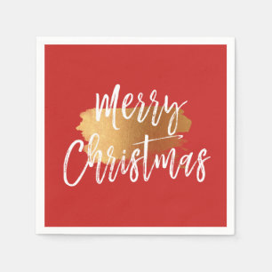 Frohe Weihnachtshandschrift mit Gold Serviette