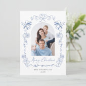 Frohe Weihnachtshandzeichnung Rahmen Foto Feiertagskarte (Stehend Vorderseite)