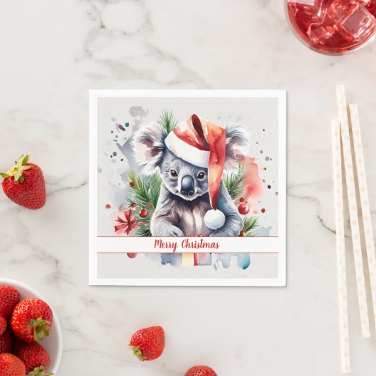 Frohe WeihnachtsHat Festive Koala - Serviette (Beispiel)
