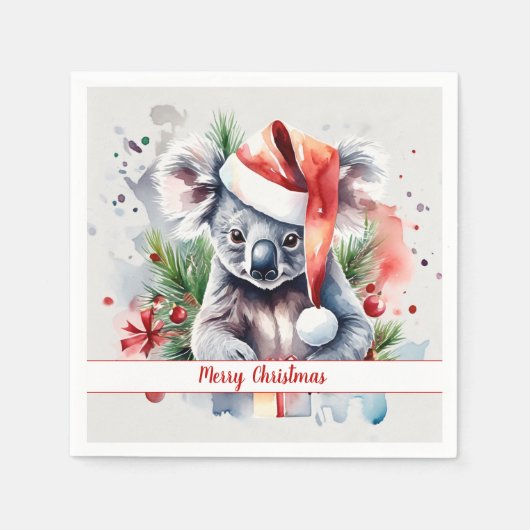 Frohe WeihnachtsHat Festive Koala - Serviette (Vorderseite)