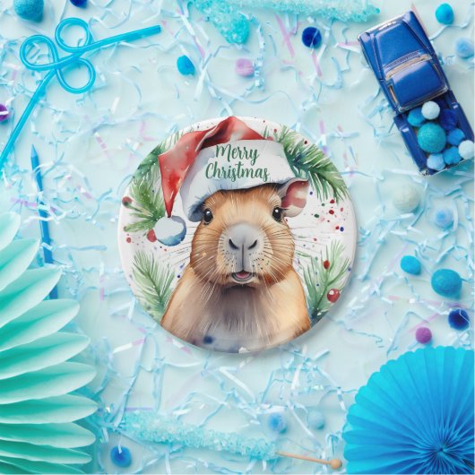 Frohe WeihnachtsHat festliche Capybara - Pappteller (Party)