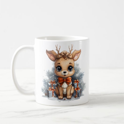 Frohe Weihnachtshirsche Kaffeetasse (Links)