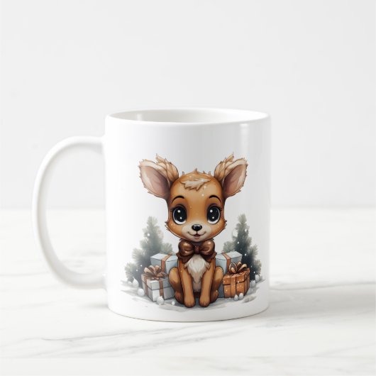 Frohe Weihnachtshirsche Kaffeetasse (Links)