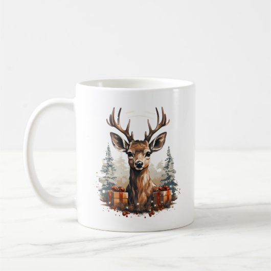 Frohe Weihnachtshirsche Kaffeetasse (Links)