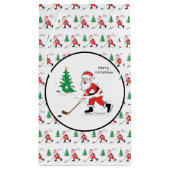 Frohe Weihnachtshockey Santa Kleine Geschenktasche Kleine Geschenktüte (Rückseite)