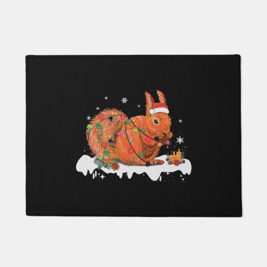 Frohe Weihnachtshörnchen Weihnachtsschmuck Leuchte Fußmatte (Vorderseite)