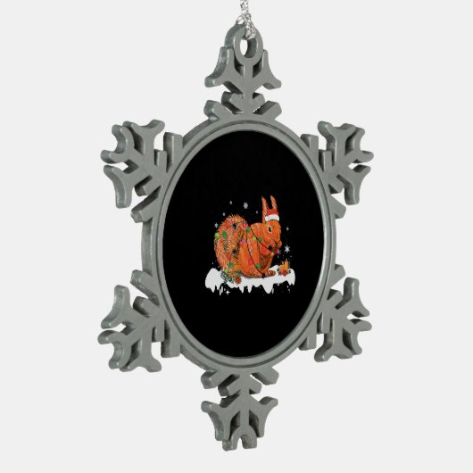 Frohe Weihnachtshörnchen Weihnachtsschmuck Leuchte Schneeflocken Zinn-Ornament (Links)