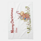 Frohe Weihnachtshrabbit Teasing Bunny mit dem Jahr Geschirrtuch (Vertikal)