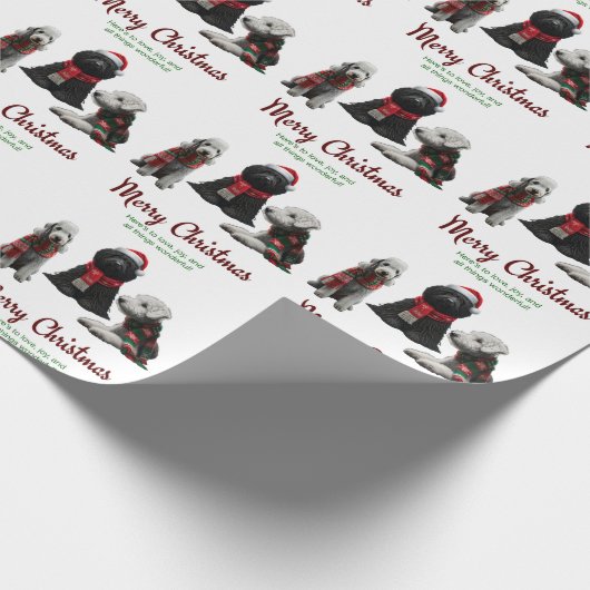 Frohe Weihnachtshunde Geschenkpapier (Ecke)