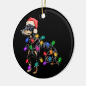 Frohe Weihnachtshunde in Lights geknallt Keramik Ornament (Links)